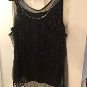 Lined Sheer Glitter Tank Blouse